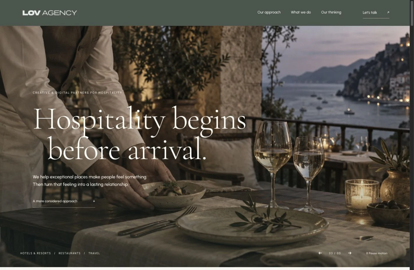 LOV Agency — actual desktop website preview