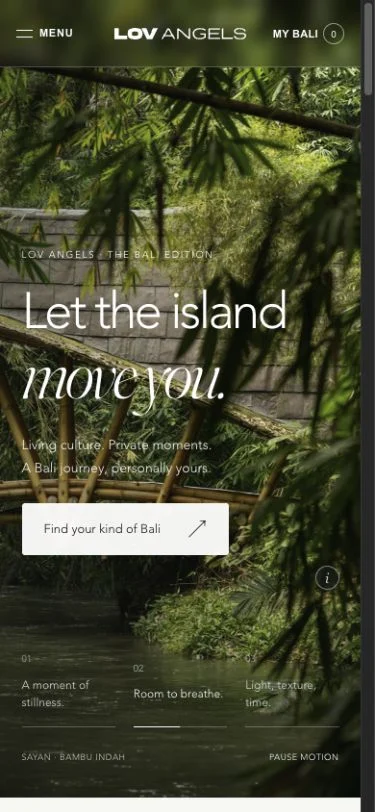 Lov Angels — actual mobile website preview