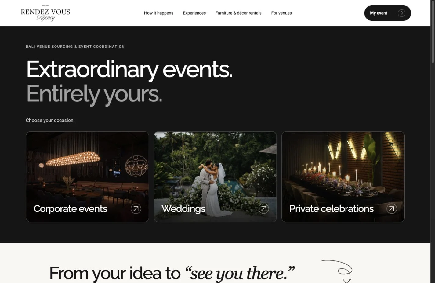 RDV Agency — actual desktop website preview