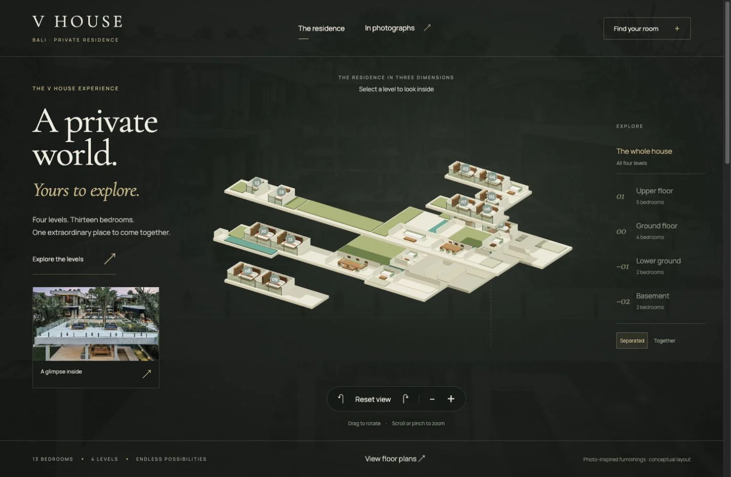 V House — actual desktop website preview